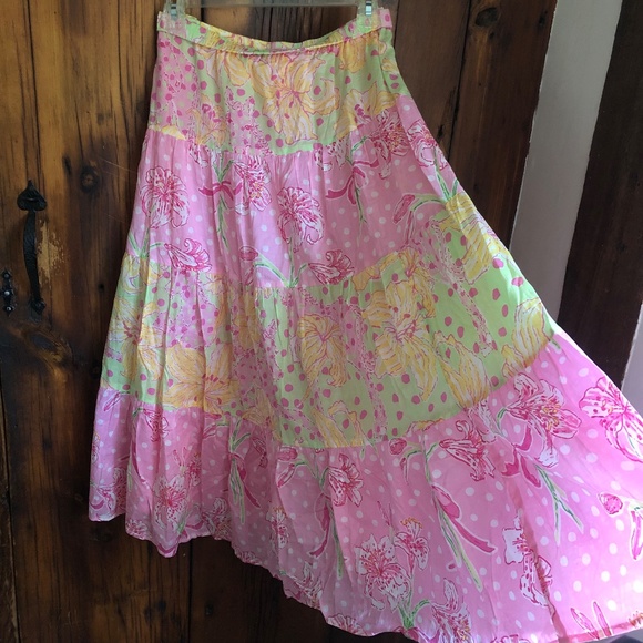 LILLY PULITZER  Floral Pastel Long Maxi skirt Size L (Large) - Picture 3 of 6